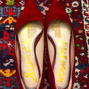 Red Suede Pointed Toe Flats from Sam Edelman